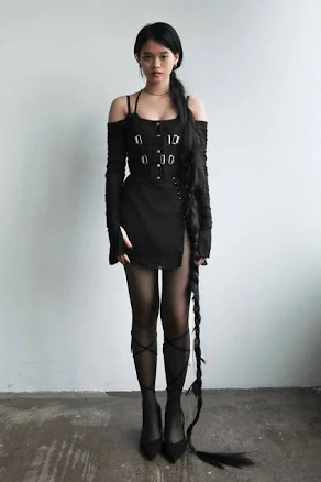 Blk Fan Laced Corset