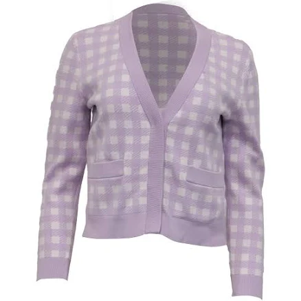 Maje Mystyle Checkered Cardigan in Purple Viscose