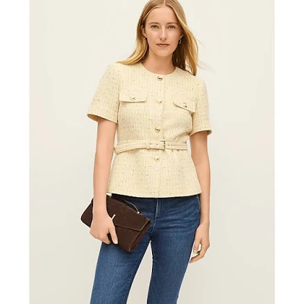 Ann Taylor Women's Tweed Belted Jacket