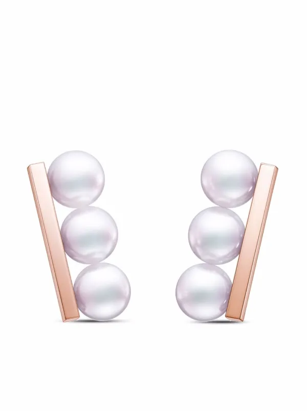 18kt Rose Gold Collection Line Balance Neo Akoya Pearl Earrings