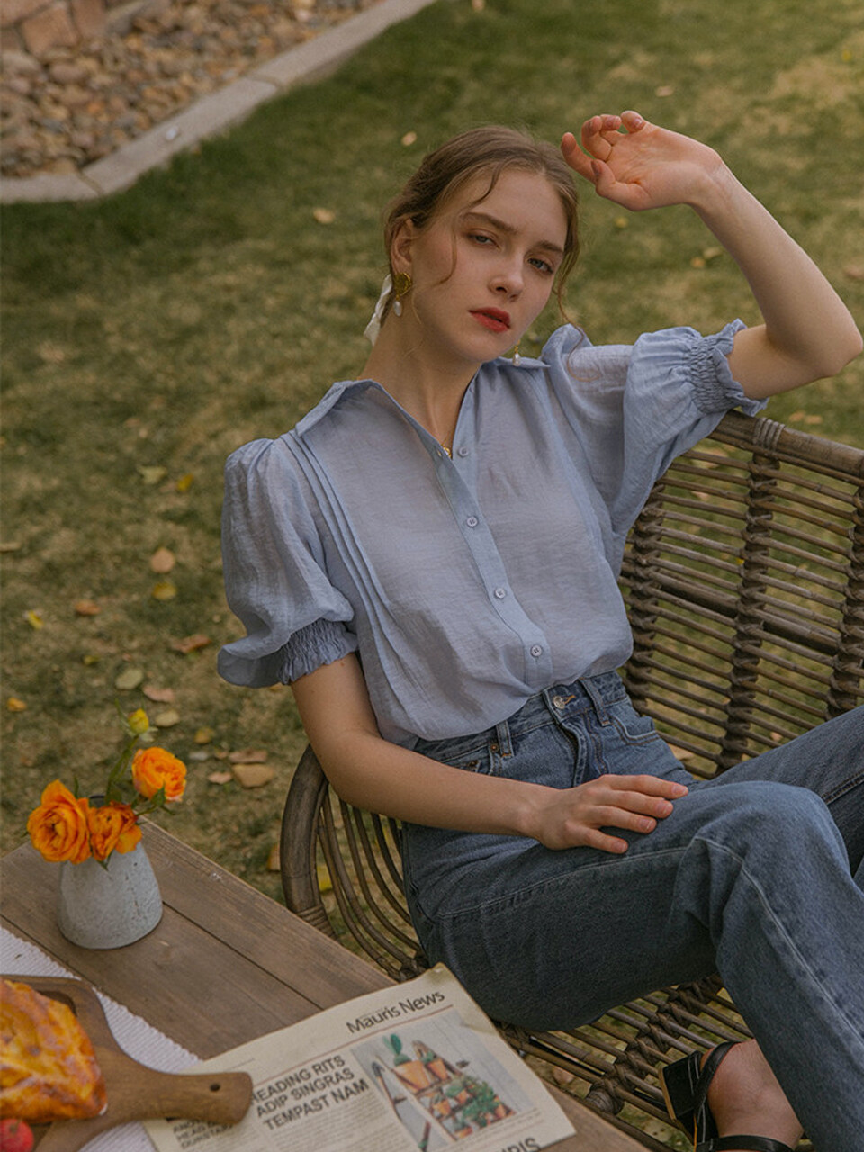CHLOE tencel blended shirt[BL]