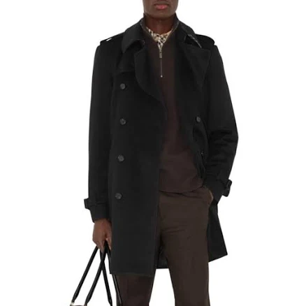 Burberry Men's Mid-Length Cashmere Trench Coat