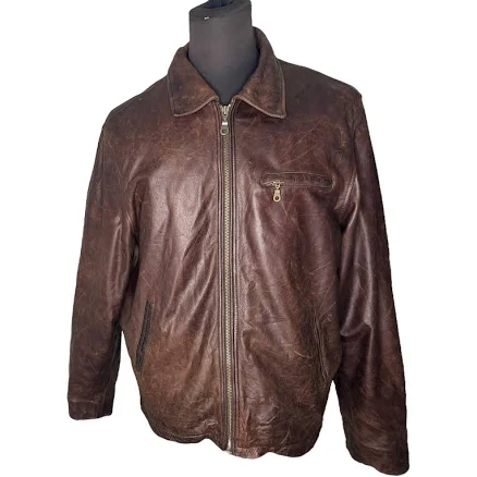 Wilsons M. Julian Vtg Mens Brown Insulated Moto Bomber Jacket Rn69426
