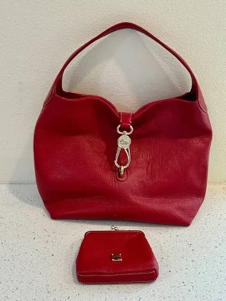Dooney & Bourke Belvedere Logo Lock Slouchy Leather Hobo Shoulder Bag