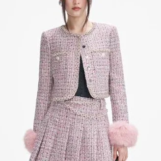 Self Portrait Bouclé Fur Cuff Jacket