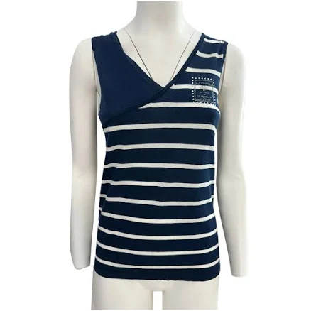 Jean Paul Gaultier Navy White Stripe Cotton Knit Top XL