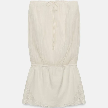 Zara Woman's Embroidered Bardot Dress