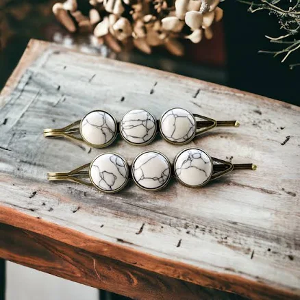 Minimal Boho Marble Hair Pins