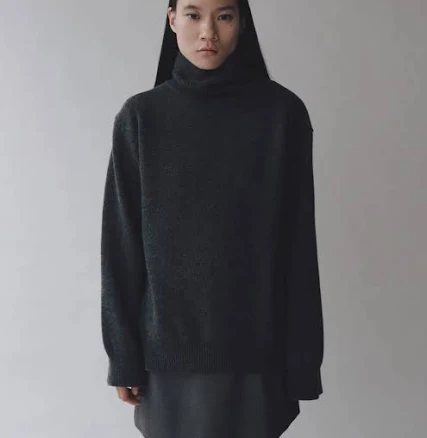 CHARCOAL Cashmere Blend High Neck Knit