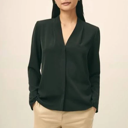 Brooks Brothers Women's Concealed-Placket Crepe Blouse