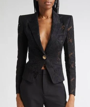 Balmain Women's Fitted Lace Blazer
