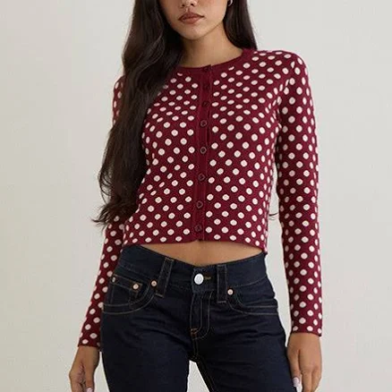 Long Sleeve Polka Print Cardigan