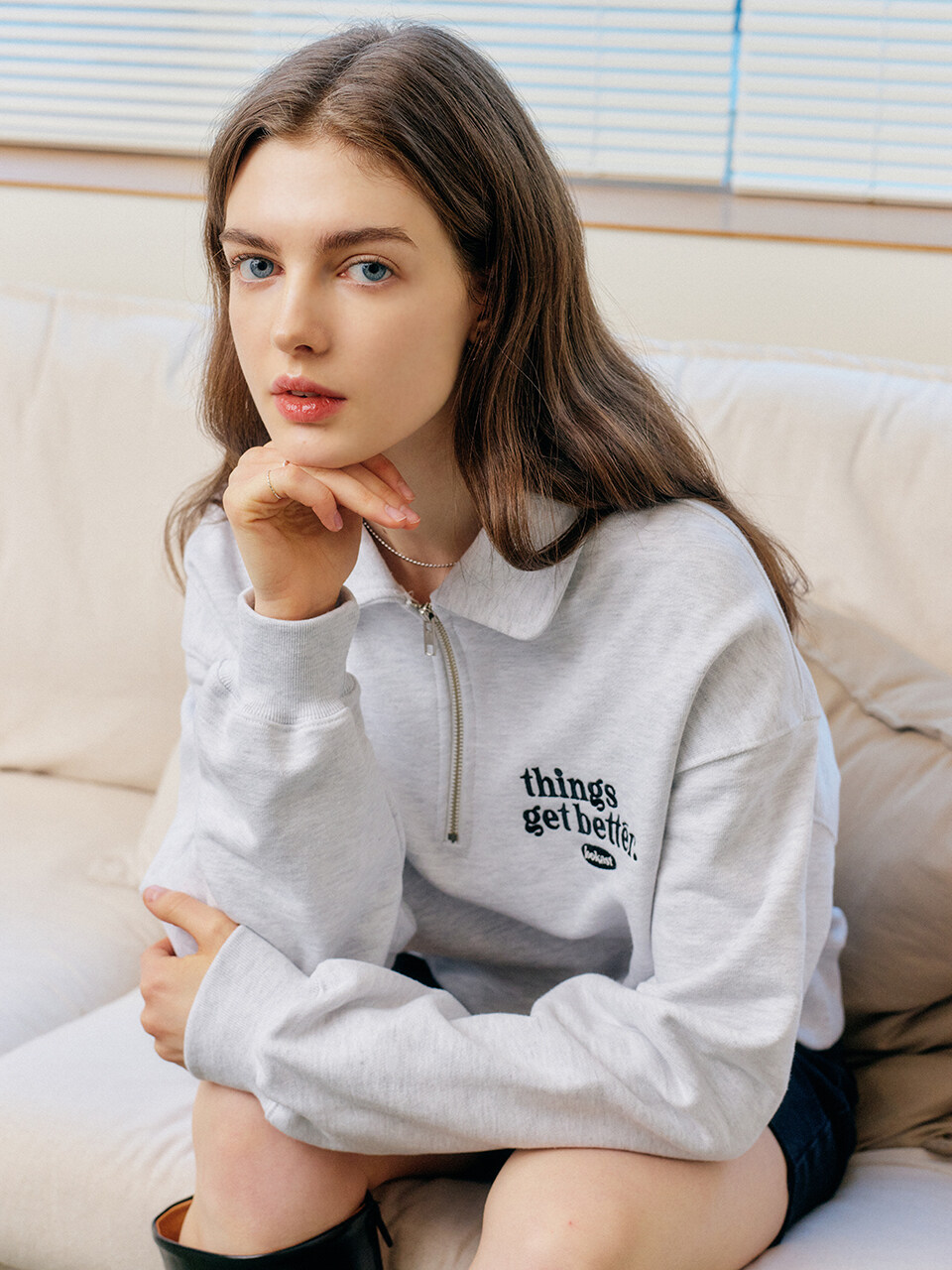 Better Zip-Up Sweatshirt_White Gray