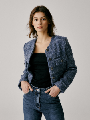 Wool Blend Long Sleeve Jacket