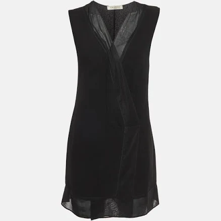 Sandro Black Crepe Crossover Plunge Neck Mini Dress S