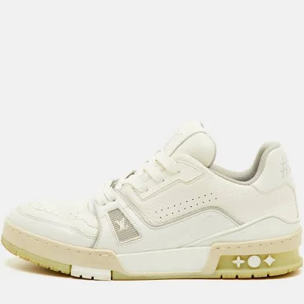 Louis Vuitton LV Trainer Size 38 White Leather Lace Up Sneakers