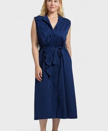 Italian Ruffled Cotton Shirt Dress