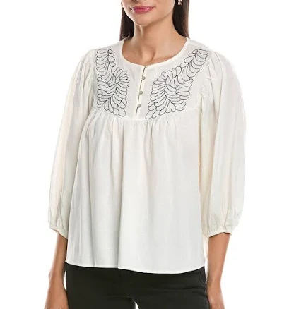 Nanette Nanette Lepore Women's Balloon Sleeve Linen-Blend Blouse