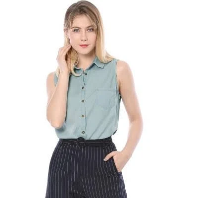 Allegra K Women's Casual Denim Shirt