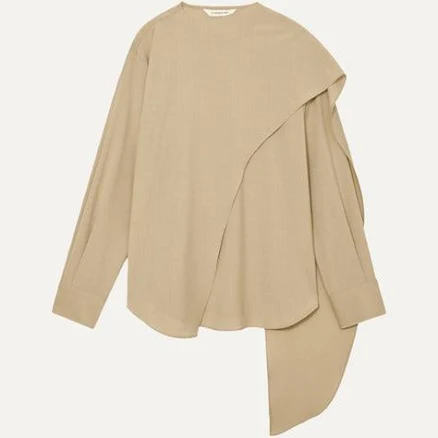 KINDERSALMON Kindersalmon Draped Scarf Blouse Cinnamon Shirt