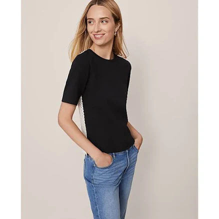 Ann Taylor Women's Lace Back Ponte Top