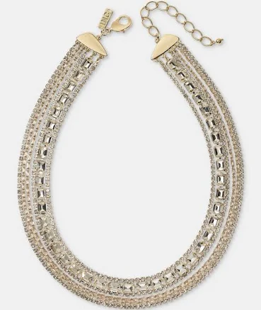 INC International Concepts Women's Crystal Multi- Row Statement Necklace