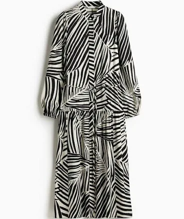 H&M Ladies Long Puff-Sleeved Zebra Print Dress