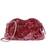 Mini Cloud Crushed-velvet Clutch, Pink