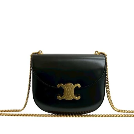 CELINE Women's Clea Chain Besace Calfskin Leather Bag