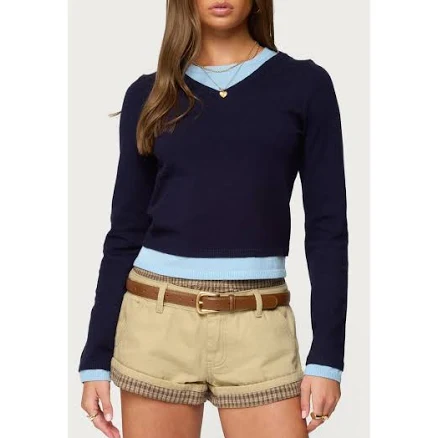 Edikted Women's Marthie Layered Knit V Neck Top