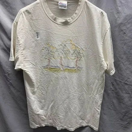 Vintage Island Shirt Adult Large White Short Sleeve Embroidered 90s