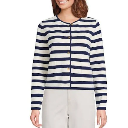 Lands' End Women's Fine Gauge Cotton Milano Blazer Sweater