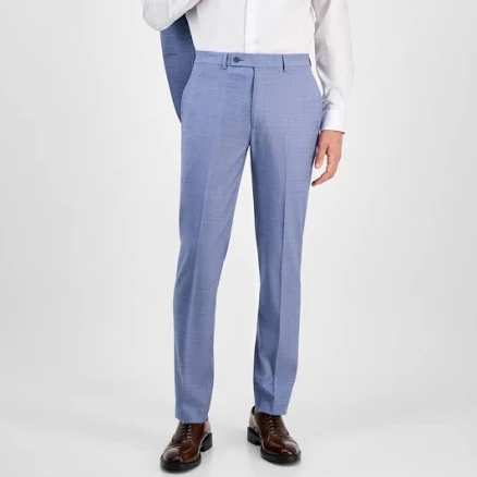 Calvin Klein Men's Slim-Fit Wool-Blend Stretch Suit Pants - Light Blue - Size 34x32
