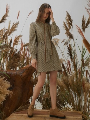 Suraun Check Tie Dress