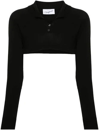 Vaquera logo-print cropped polo shirt Women Black