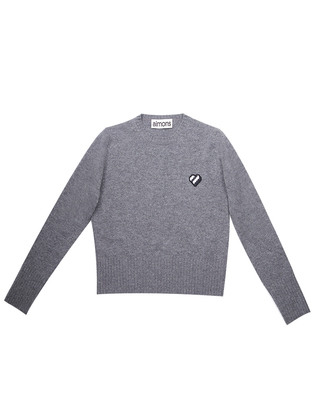 Melange Grey Embroidered Rainbow Heart Sweater