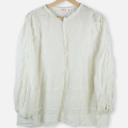 Johnny Was Ivory White Cotton Silk Blend Pintuck Tunic Blouse Top Xl
