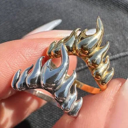 Unique Silver Flame Stacking Ring