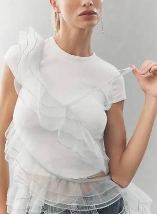 Bl-nk Women's Sleeveless Ruffle Top