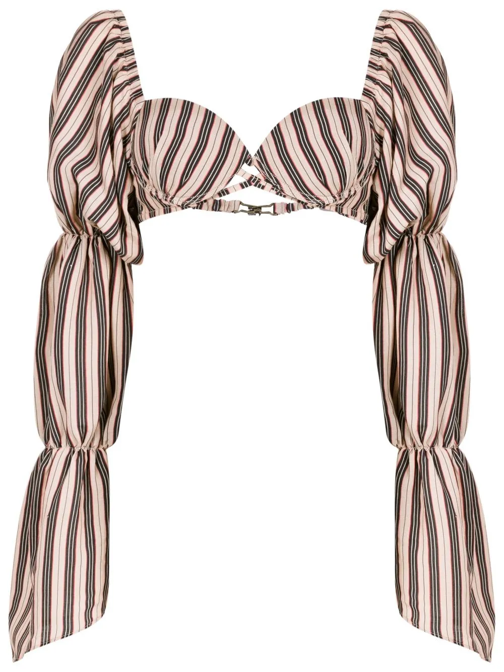 Stripe-print Cropped Blouse