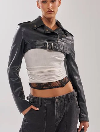AKIRA Harley Luxe Ultra Crop Moto Jacket