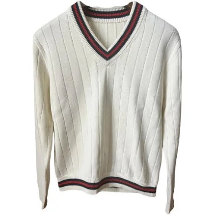 Gucci Cotton Knit V-neck Sweater with Web