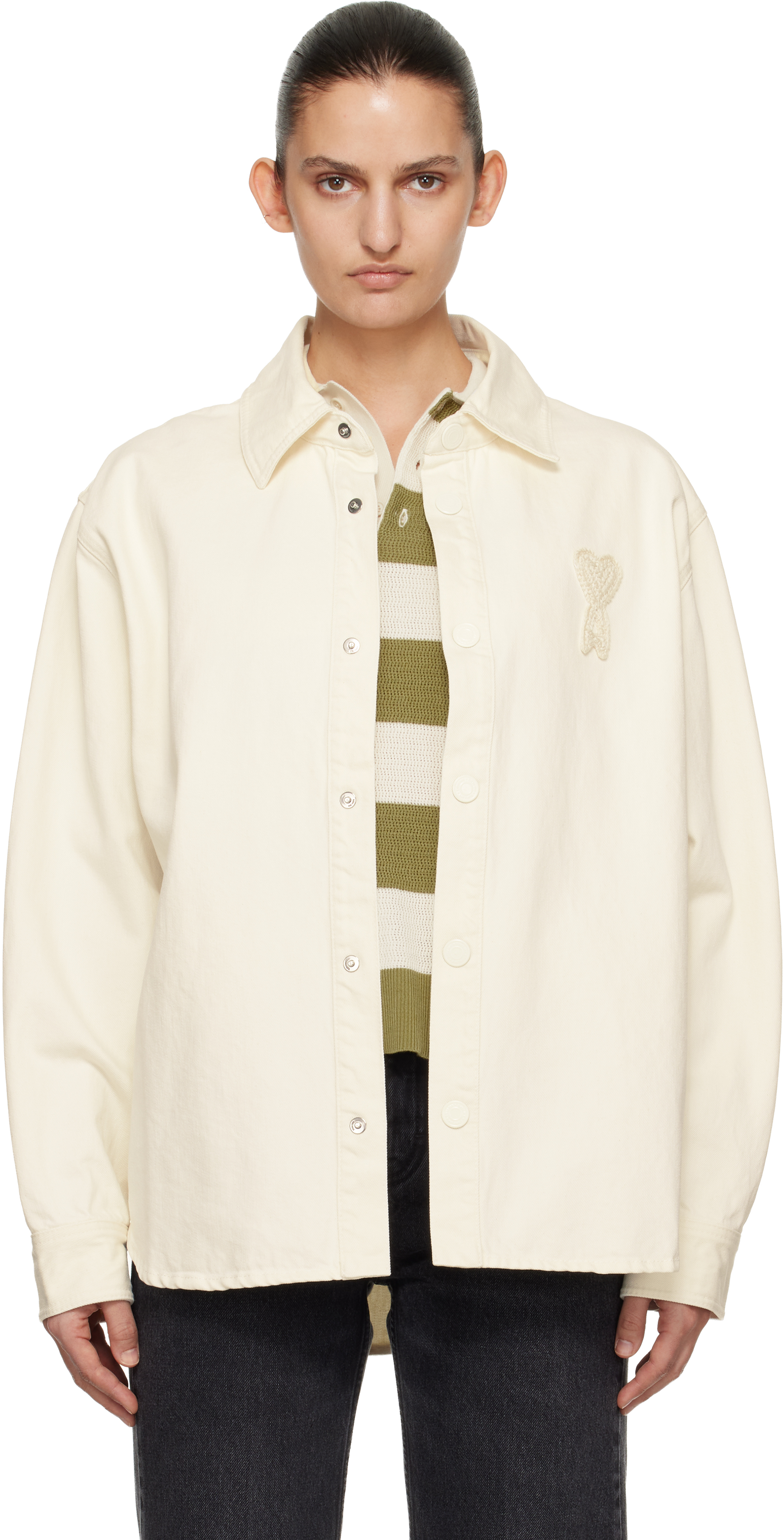 Off-White Cotton Knitted 'Ami de Coeur' Overshirt