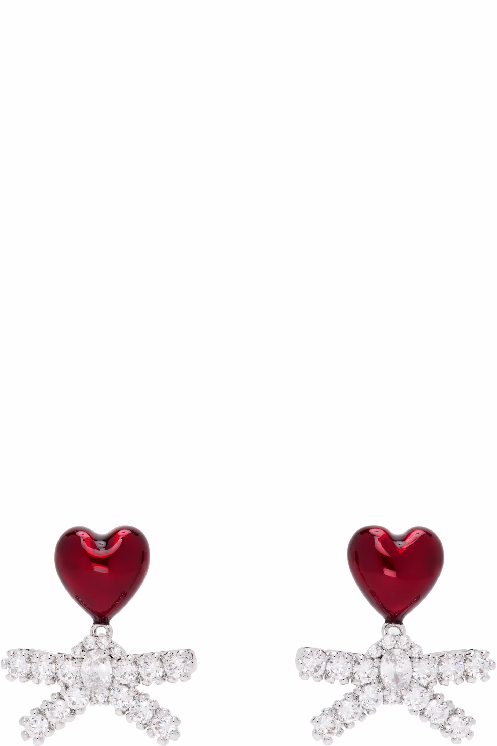 Heart Gem Bowknot Earrings