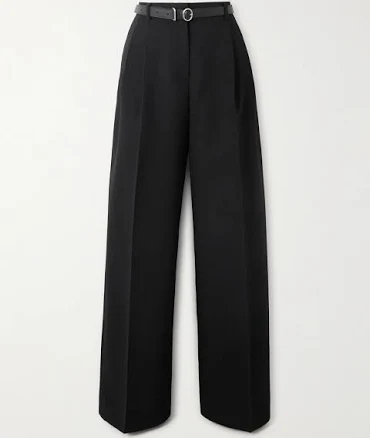 Jil Sander Belted Pleated Wool Wide-leg Pants - Women - Black Pants - XXL