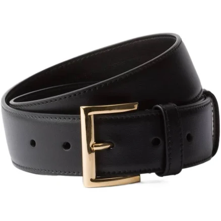 Prada Logo Plaque Square-buckle Women Belt - Black