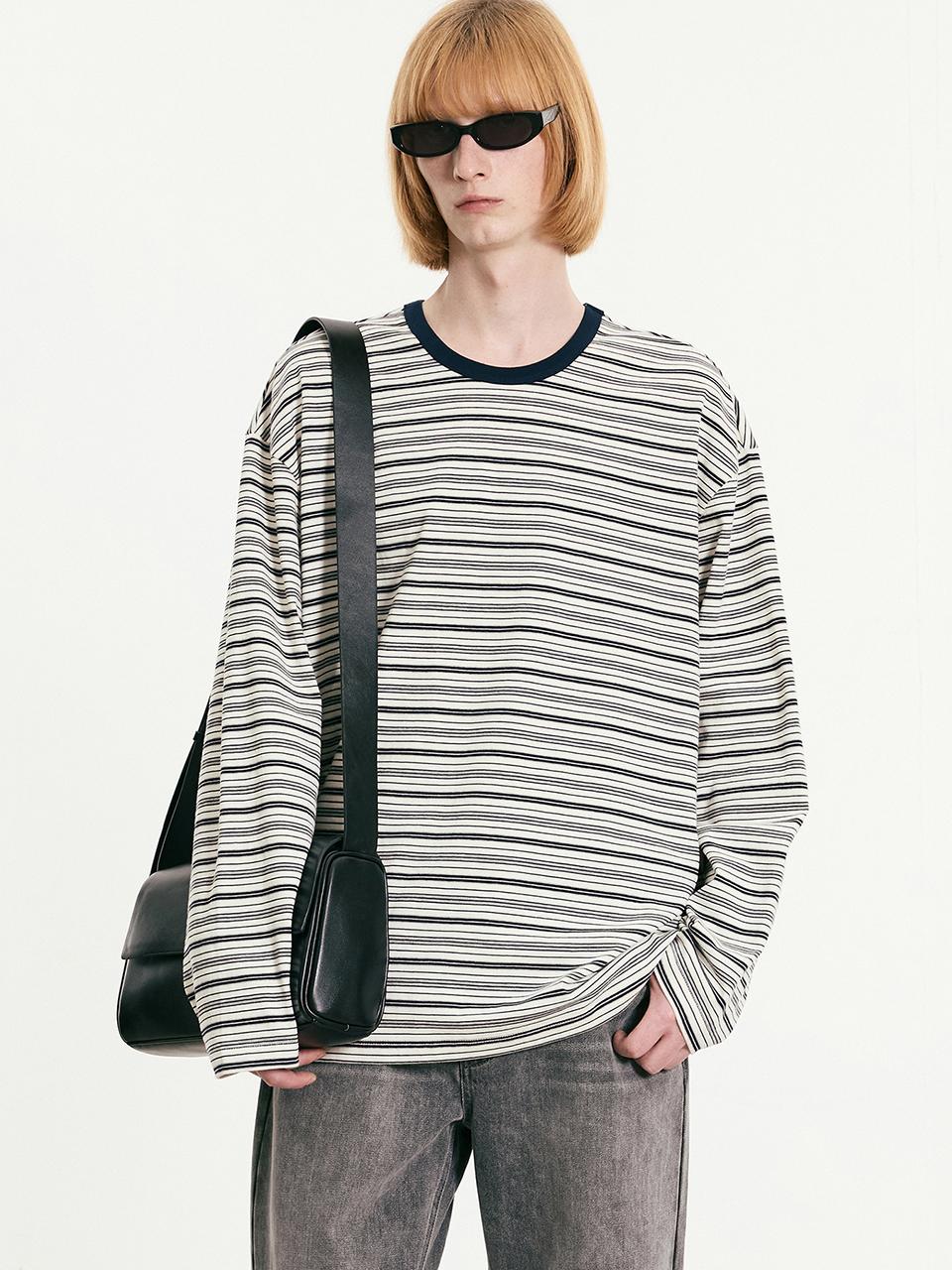 Multi Stripe Long Sleeve T-Shirts [Navy] (TNTS5F101N2)