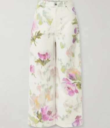 Loewe Women's Floral-Print High-Rise Wide-Leg Jeans