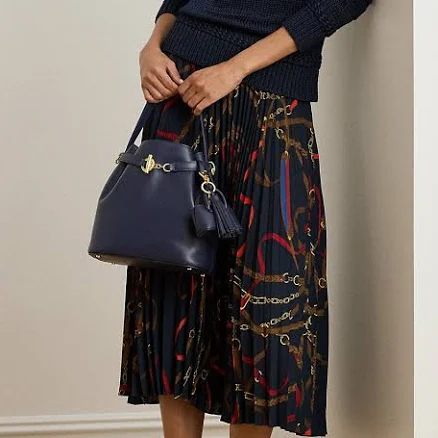 Ralph Lauren Women's Belting-Print Pleated Georgette Midi Skirt