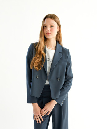 Sleeve Lettering Cropped Jacket